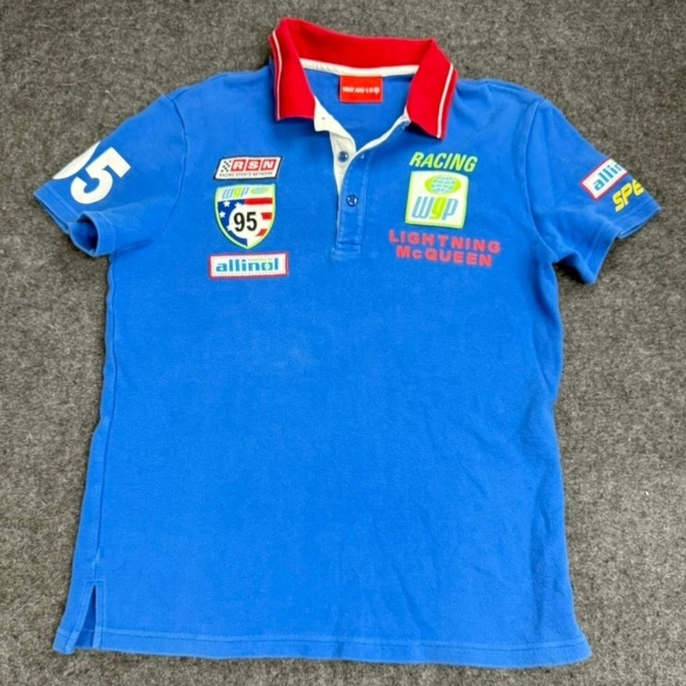 Why AND 1/2 Disney Pixar Cars 2 Lightning McQueen Racing Polo Shirt Medium‎